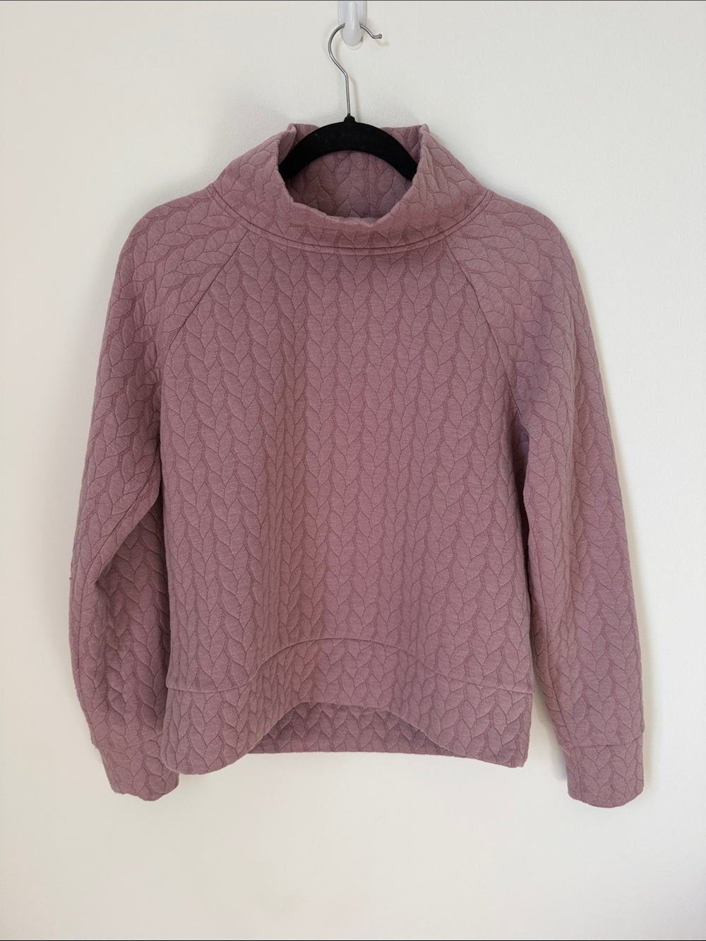 Rbx Active Women's Lennox Cable Cowl Neck Pullover - light pink/mauve - small